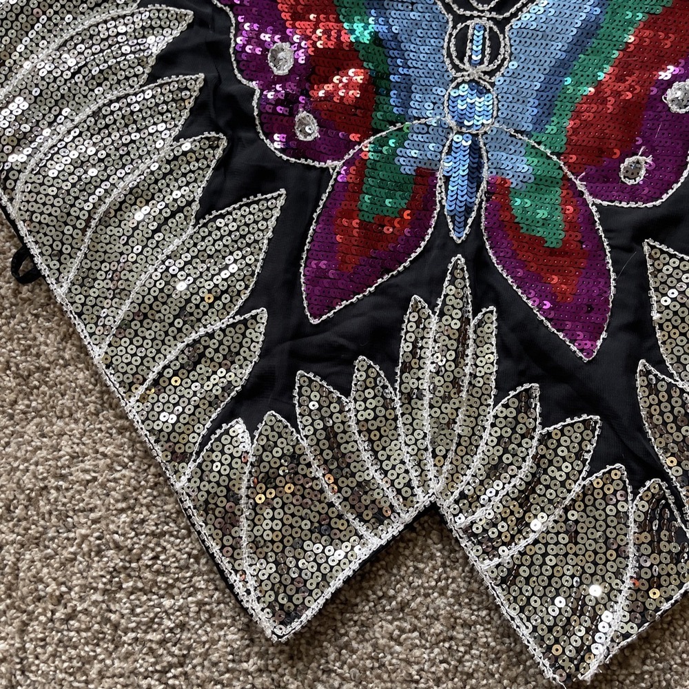 VTG Fairy‎ Sequin Butterfly  Top Silk S/M Croquette Bratz Whimsical Babydoll Y2K - Picture 10 of 14